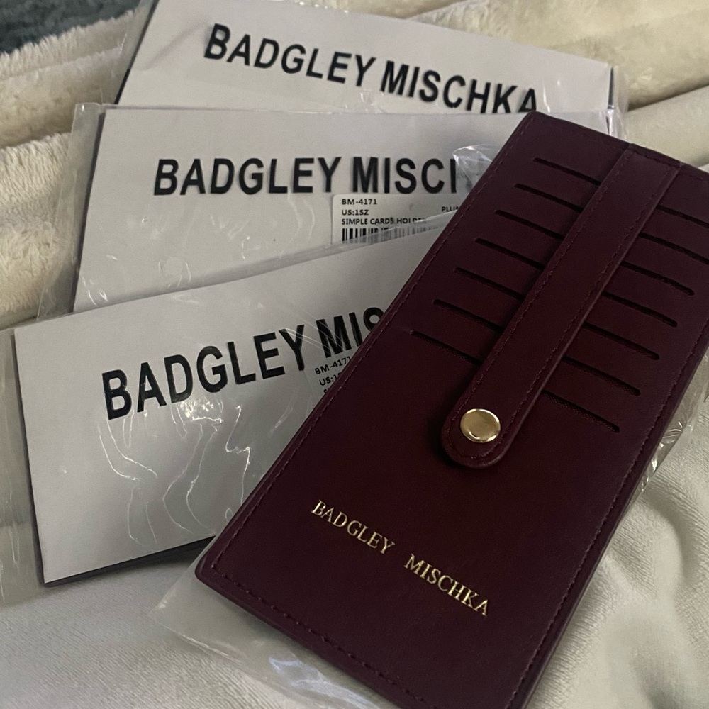 3 Badgley Mischka Plum Card Holder NEW WITH TAGS